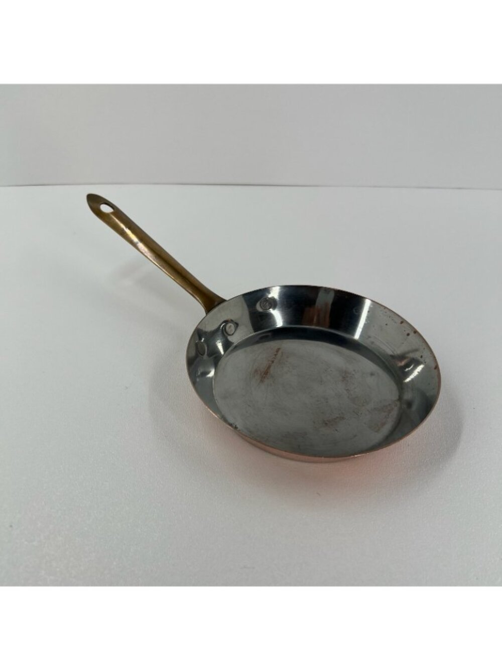 VTG Copper Frying Pan 6" Mini Skillet Brass Handle Stainless Steel Lining Round - Picture 5 of 9